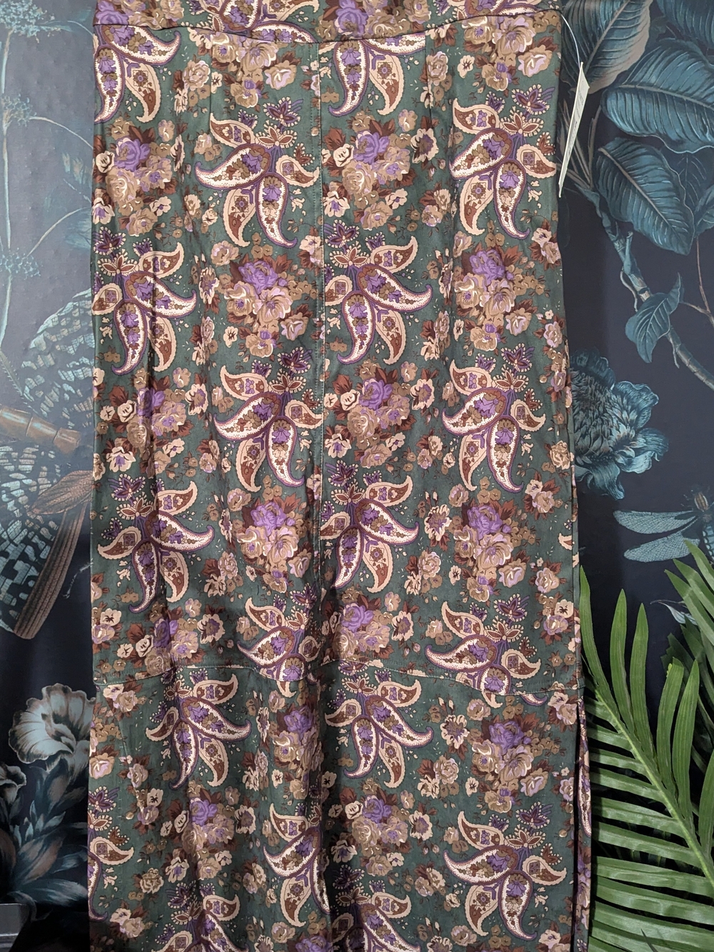 NWT Vintage Y2K Jaclyn Smith Olive Green Floral Paisley Fairy Maxi Skirt Size 8
